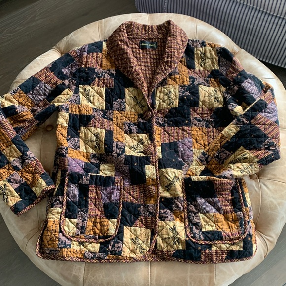 Vintage 2003 Donna Sharp Quilted Dragonfly 3-Button Blazer Size L - Picture 1 of 8
